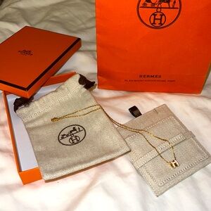 Hermes H Necklace Box and Pouch Included